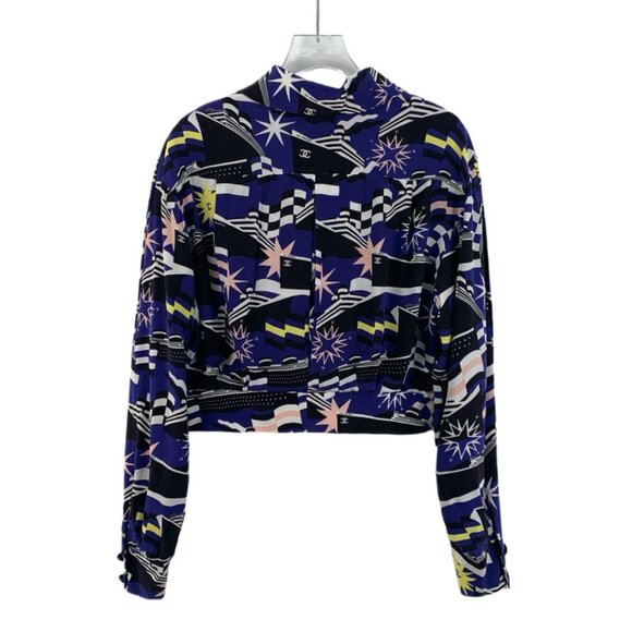 Chanel Multicolor geometric pattern printed silk shirt - Picture 2 of 9